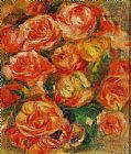 Pierre Auguste Renoir Famous Paintings - A Bowlful Of Roses
